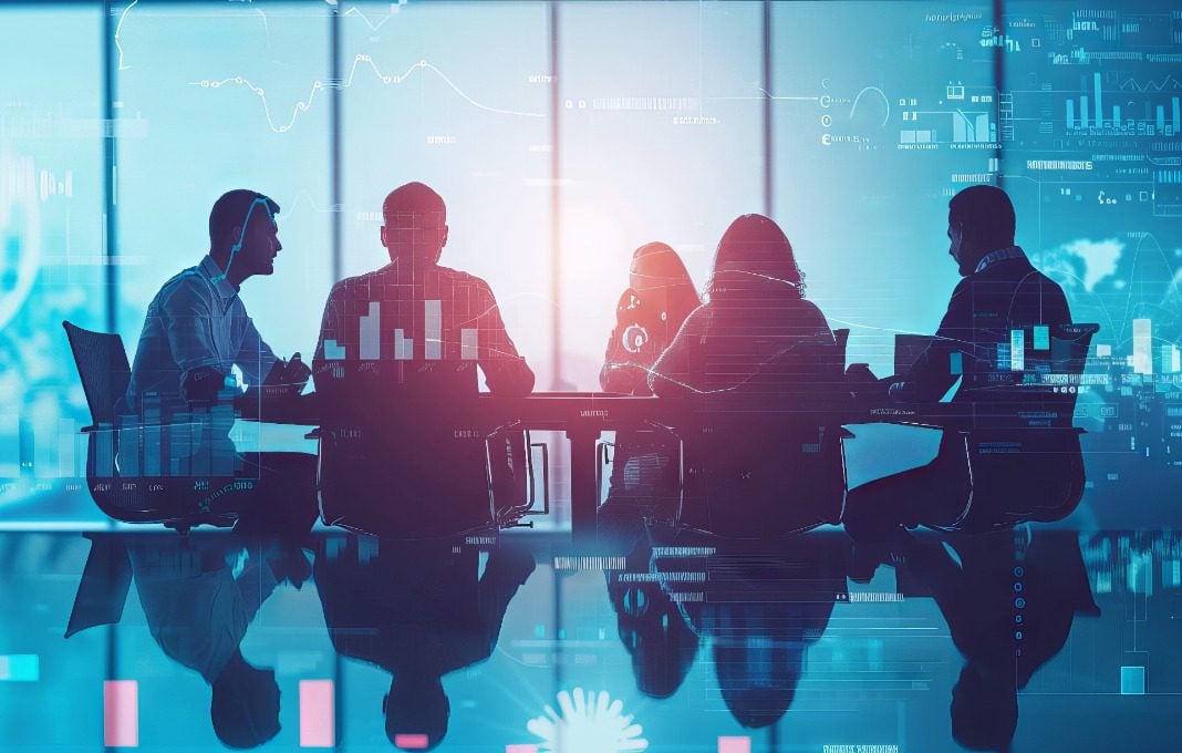 Team meeting discussing AI strategy